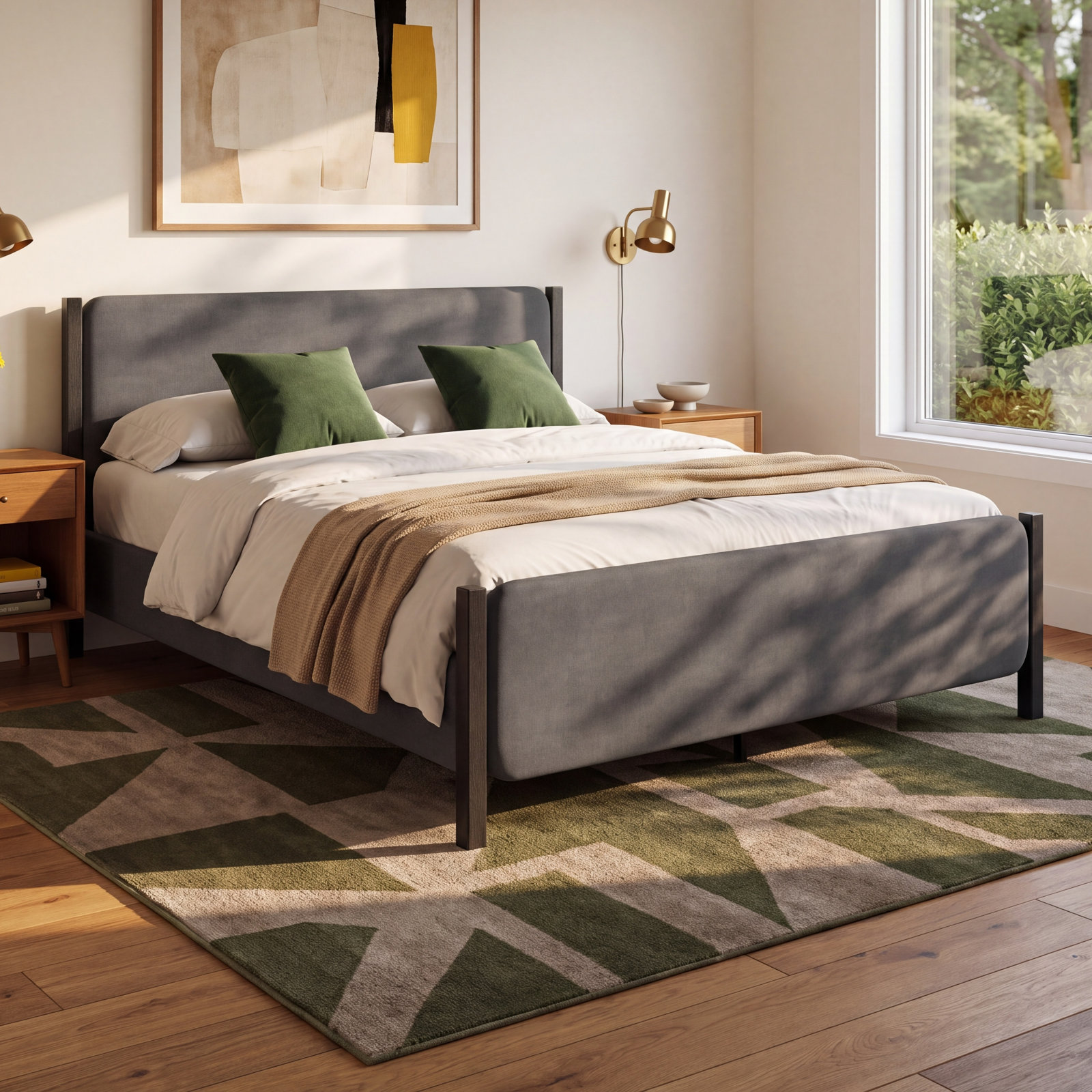 Leroy Velvet Upholstered Bed, Full