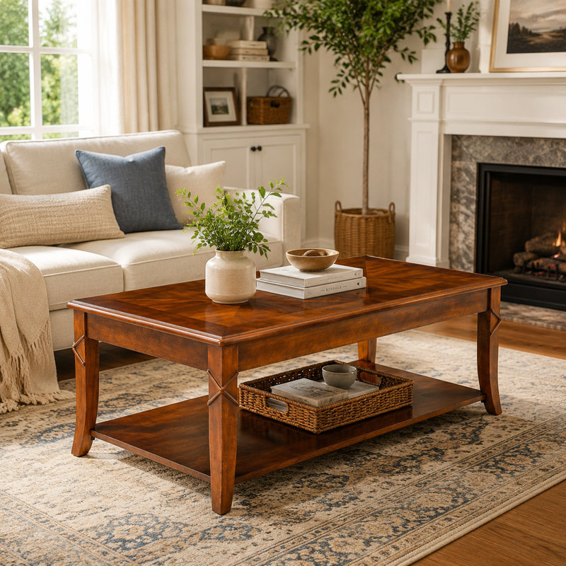 Waneta American Vintage Rectangular Cocktail Table Coffee Table with Storage