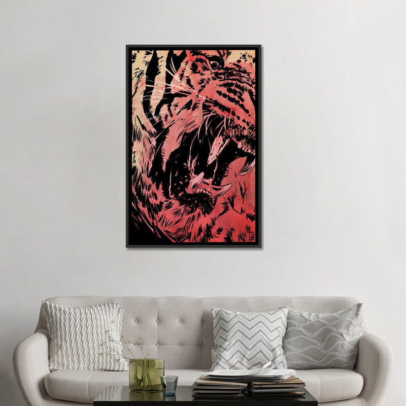« roar » par giuseppe cristiano, peinture sur toile tendue, H 26 po x l 18 po x P 1,5 po, Toile avec cadre noir, Pas de tapis