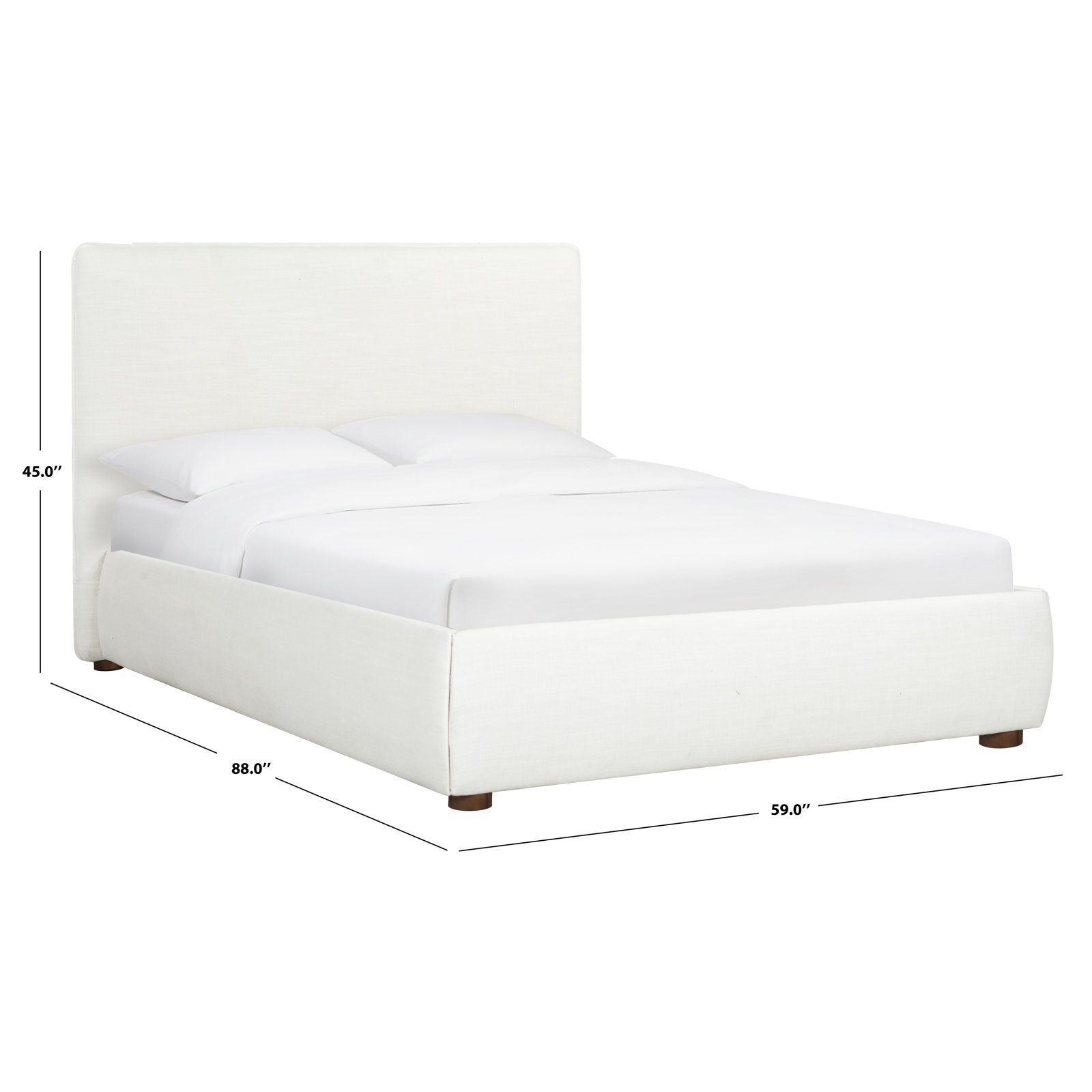 Callahan Upholstered Bed, King, White Linen