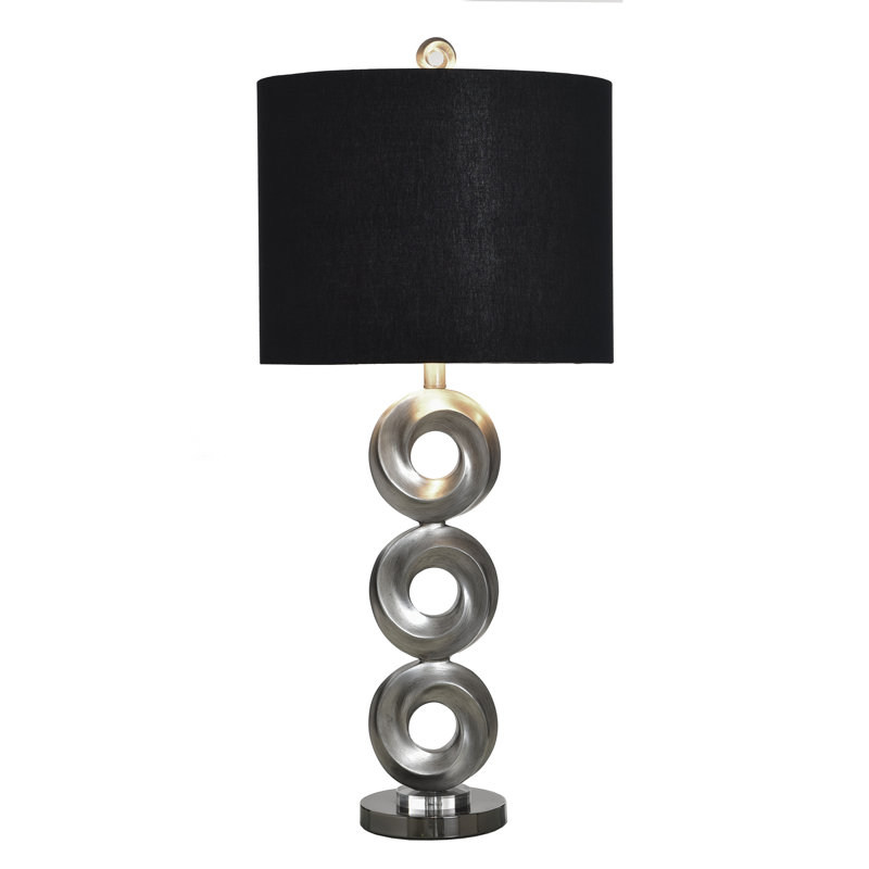 Lampe de table Poly - Argent infini - Abat-jour noir
