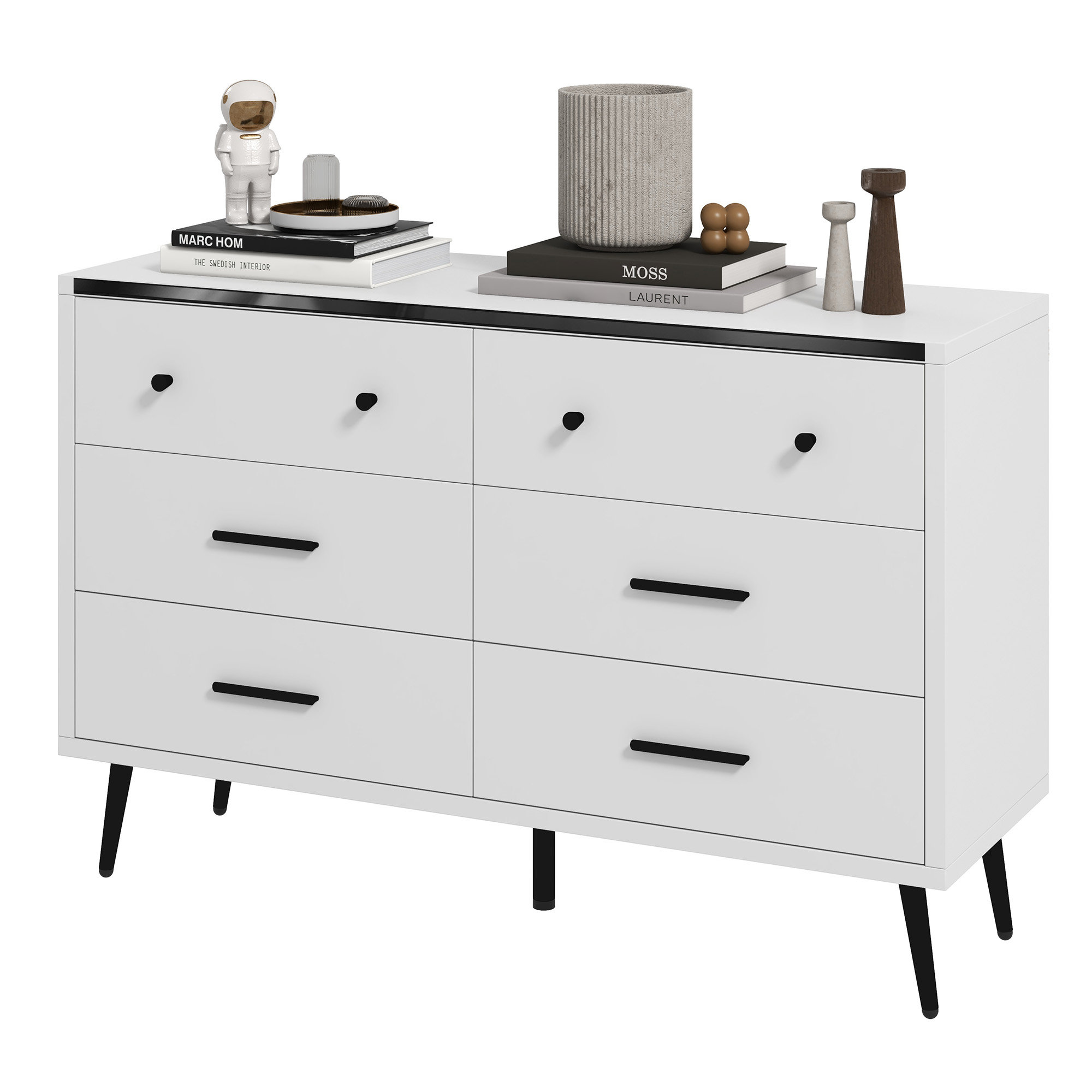 Oliver Modern 6 Drawer Storage Double Dresser Chests Of