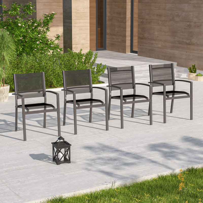 Patio Dining Chair(Set of 4), Black