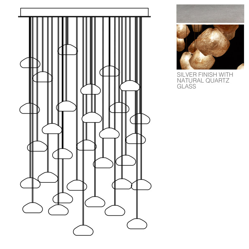 Natural Inspirations 30 - Light Pendant, Silver, Natural Quartz