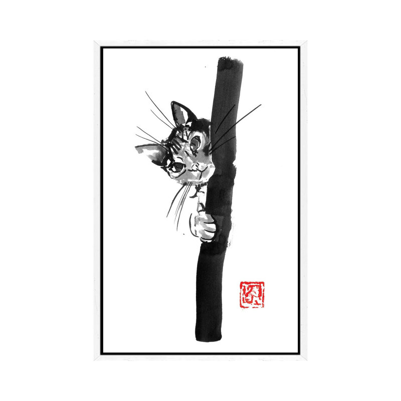 Clide Hidden by Péchane - Painting on Canvas, 101.6 cm H x 66.04 cm W, White Framed