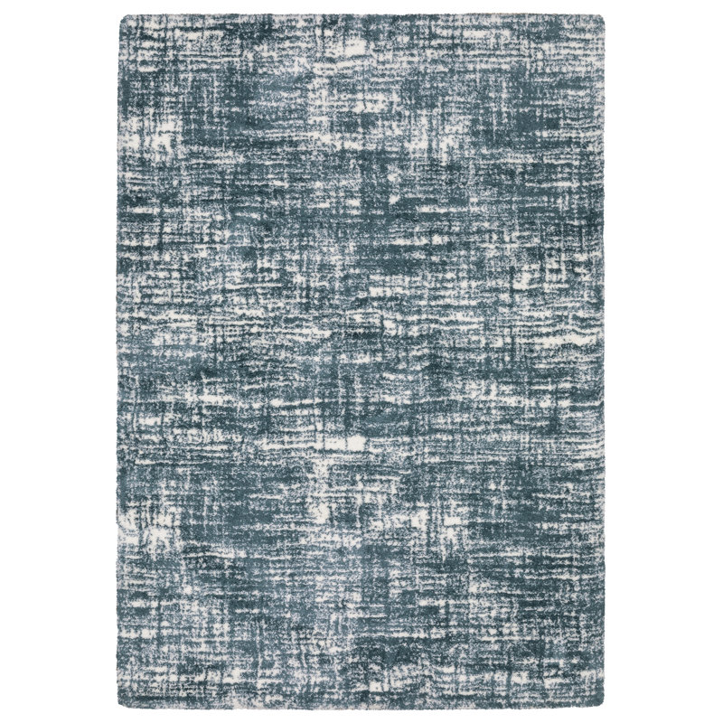 Delfine Distressed Etchings Dark Teal/ Ivory Area Rug, Rectangle 3'10" x 5'5"