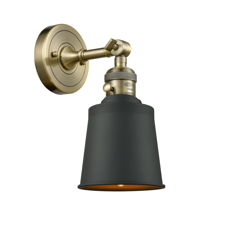 Anduin Steel Armed Sconce, Antique Brass