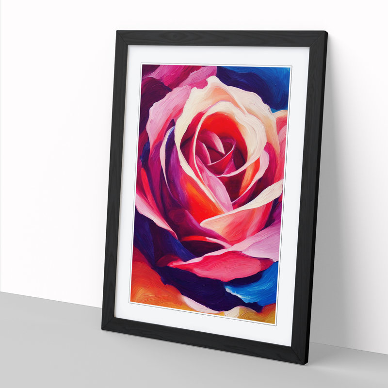 Rose Flower Vol.4 - Single Picture Frame Painting, 64cm H x 46cm W x 2cm D, Oak