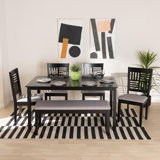 6 Piece Rectangular Kitchen & Dining Room Sets You'll Love | Wayfair