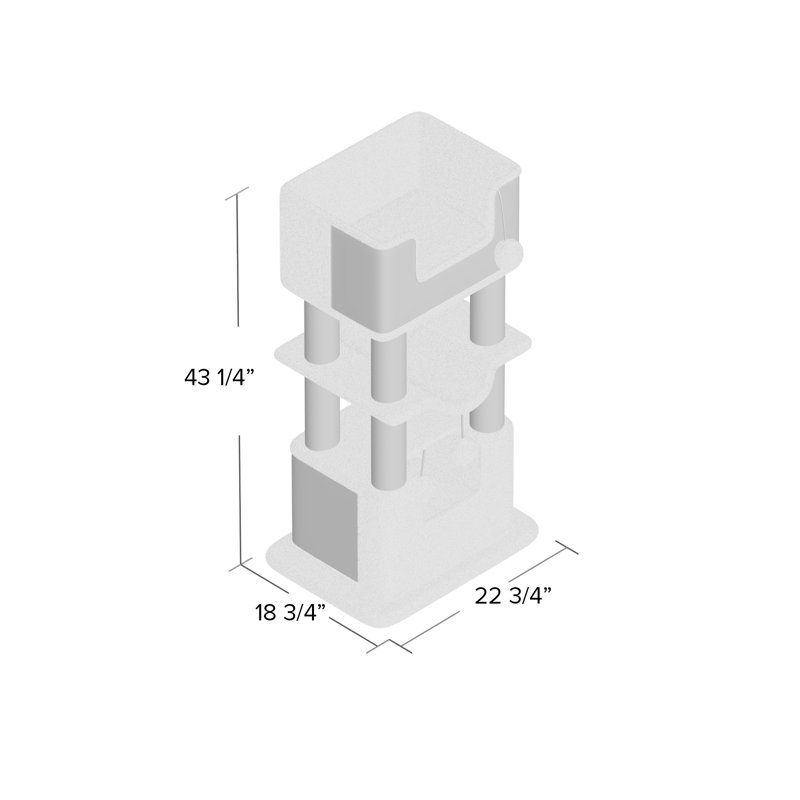 Gray and White Sisal Plush 3-Level Cat Tree with Condo