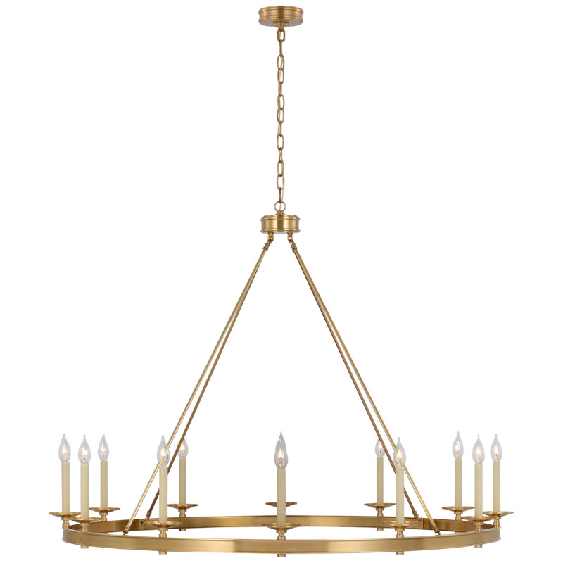 Launceton 12 - Light Chandelier, Antique-Burnished Brass, 38.25" H x 53.25" W x 53.25" D