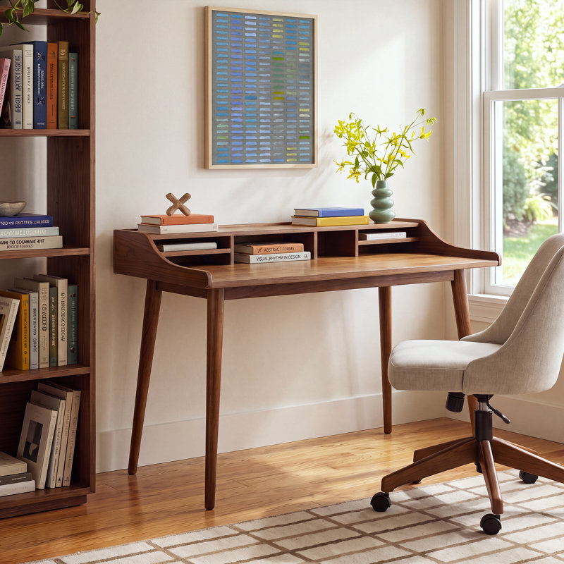 Luxembourg Solid Wood Base Writing Desk, Walnut