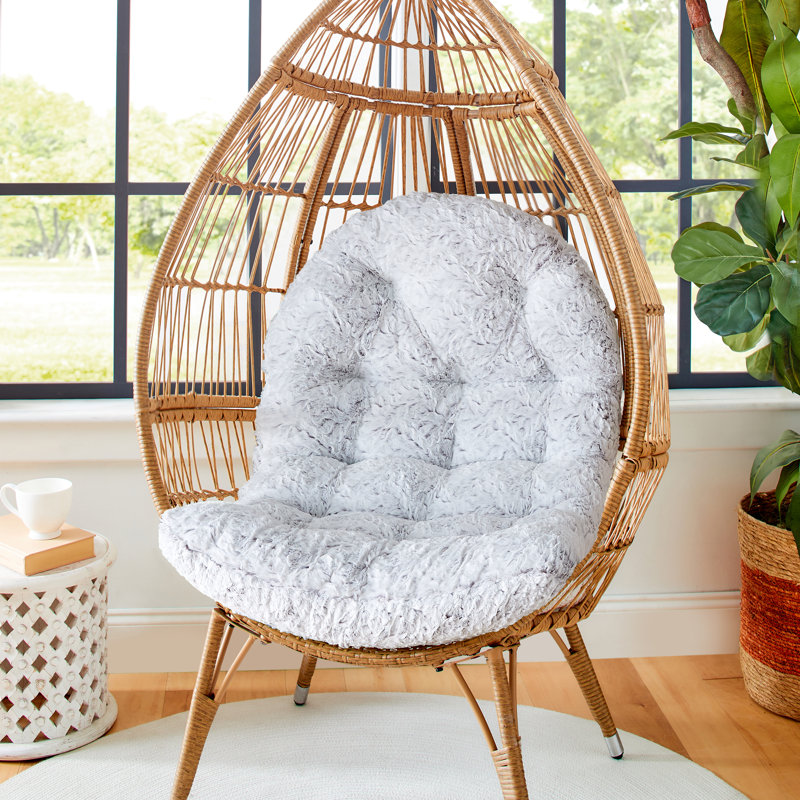 Coussin de chaise d'intérieur en fausse fourrure, Fauxchilla renard argenté