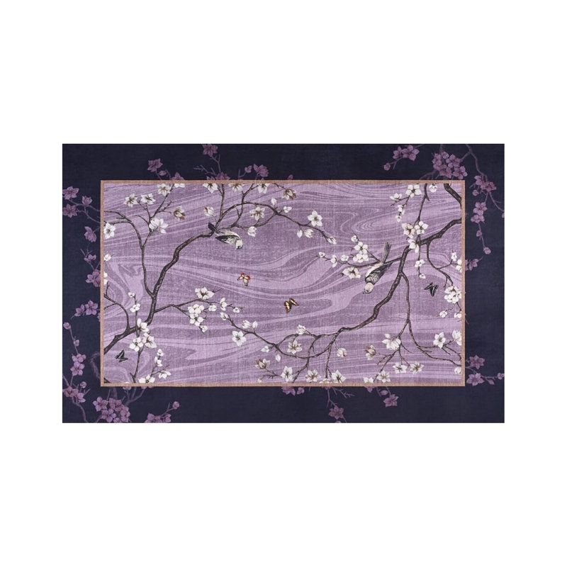 Purple Cherry Blossom 5 x 7 Ft Area Rug, For Bedroom, Nursery