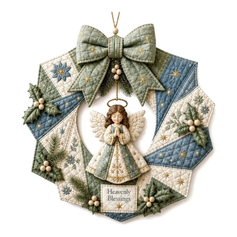 Trousse de bricolage pour couronne de Noël en tissu de courtepointe, Green