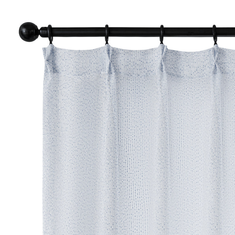 Panneau de rideau simple semi-transparent à plis pincés avec anneaux et pinces inclus, Marine, L 38 po x L 84 po