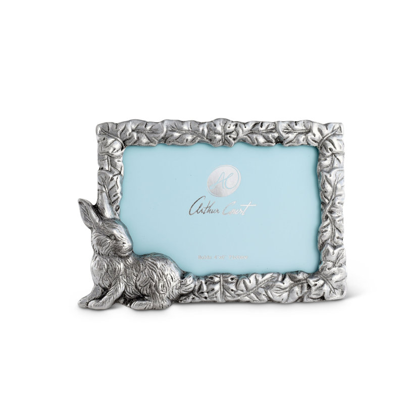 Arthur Court Silver Aluminum Bunny Embossed 4x6 Photo Frame