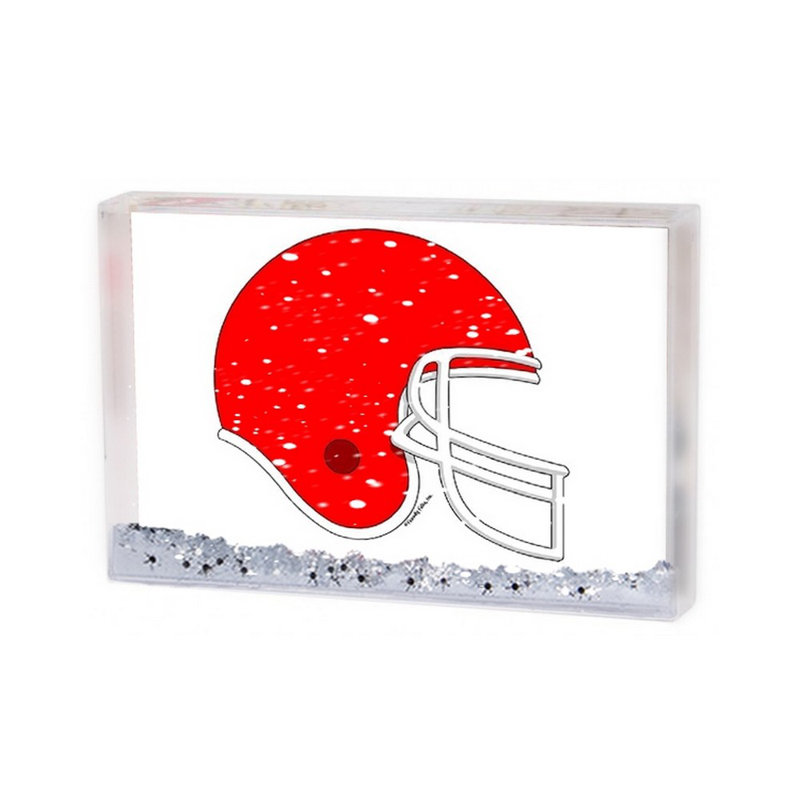Casque de football personnalisé - cadre en forme de boule à neige rouge, H 2,5 po x l 3,75 po x P 1 po, Yes