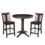 Counter Height Extendable Rubberwood Solid Wood Dining Set-1704542518-1704542512