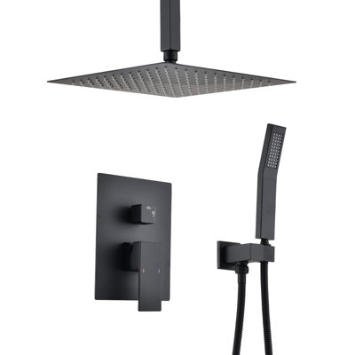 Matte Black Ceiling Mounted Shower - Handheld & 16" Head Long-lasting Construction For Consistent Use, High Corrosion , Experience