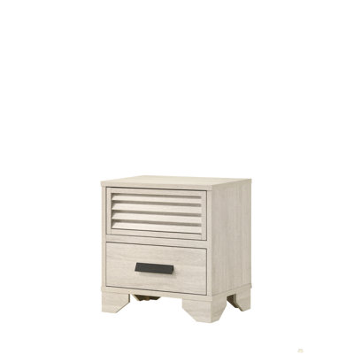 1Pc 2-Drawer Louvered Design Nightstand