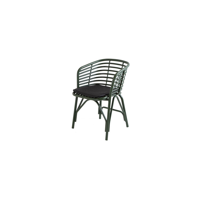 Blend Patio Dining Armchair with Cushion, Black, Dark Green