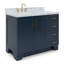 Meuble-lavabo simple en bois massif 43 po avec comptoir en marbre de Carrare de 1,5 po Freitas de Freitas, évier ovale à droite-718851067-718851060-685202058