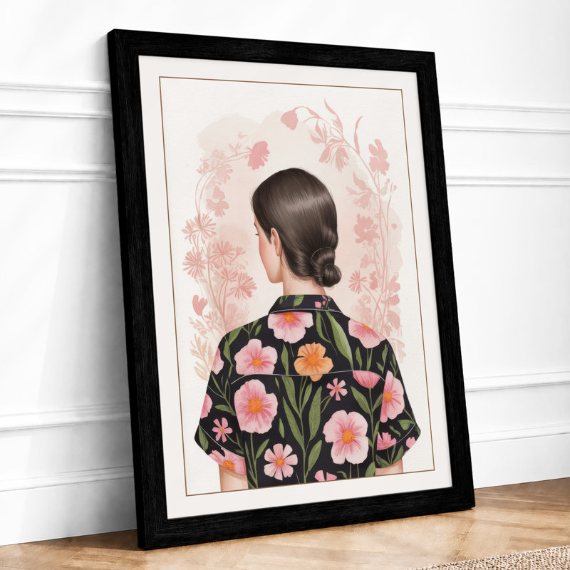 Figure in Bloom Botanical - Framed Print, A2 - 59.4 x 42.0 cm, Black