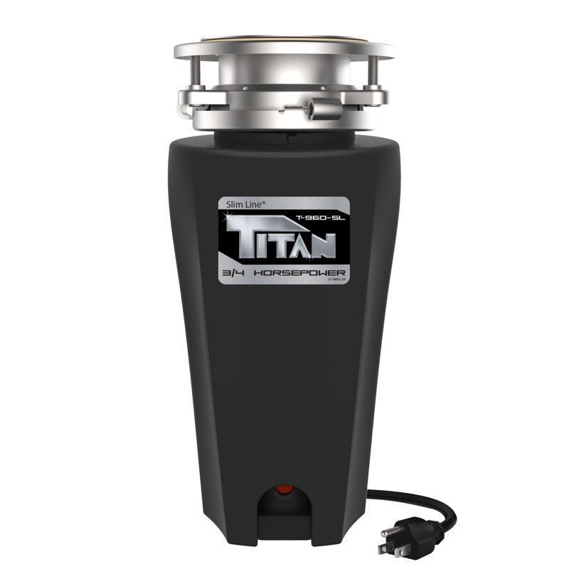 TITAN SLIM-LINE 3/4 HP Continuous Feed Garbage Disposal with Cord