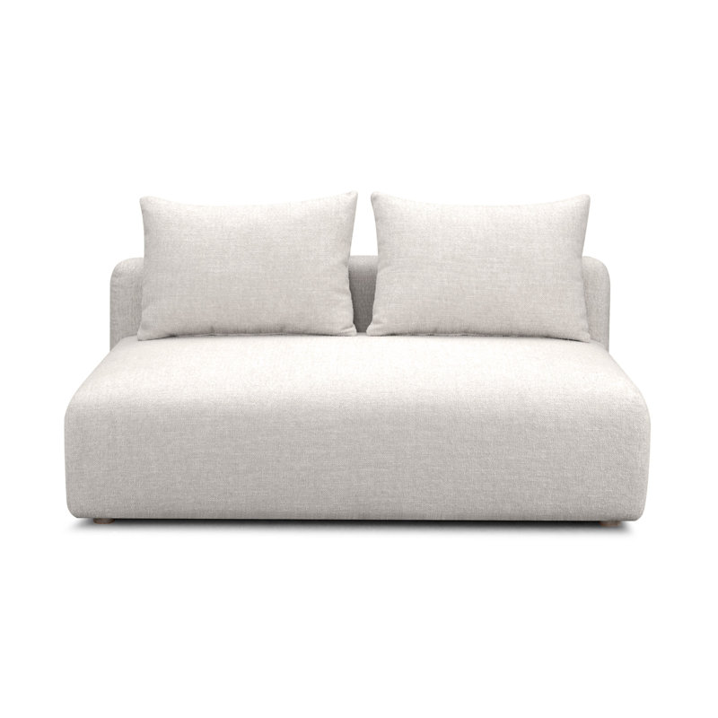 Chiemi Cheryll Textured Fabric Modular Loveseat, Cream