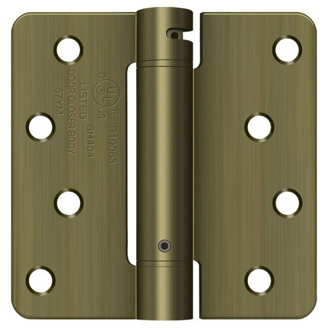 4" H x 4" W Steel Single Spring Door Hinge Deltana 
