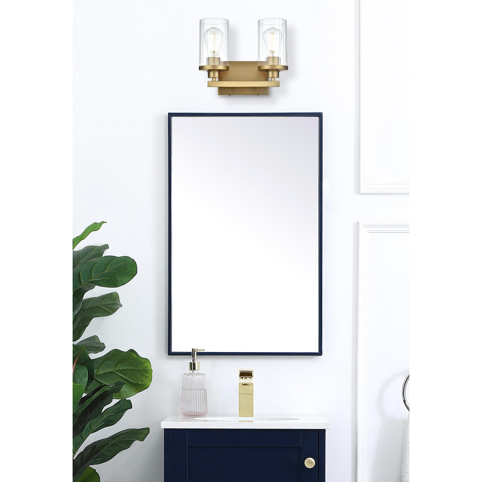 Dariela Dimmable Vanity Light, Gold, 10" H x 12" W x 12" D, 2 Lights