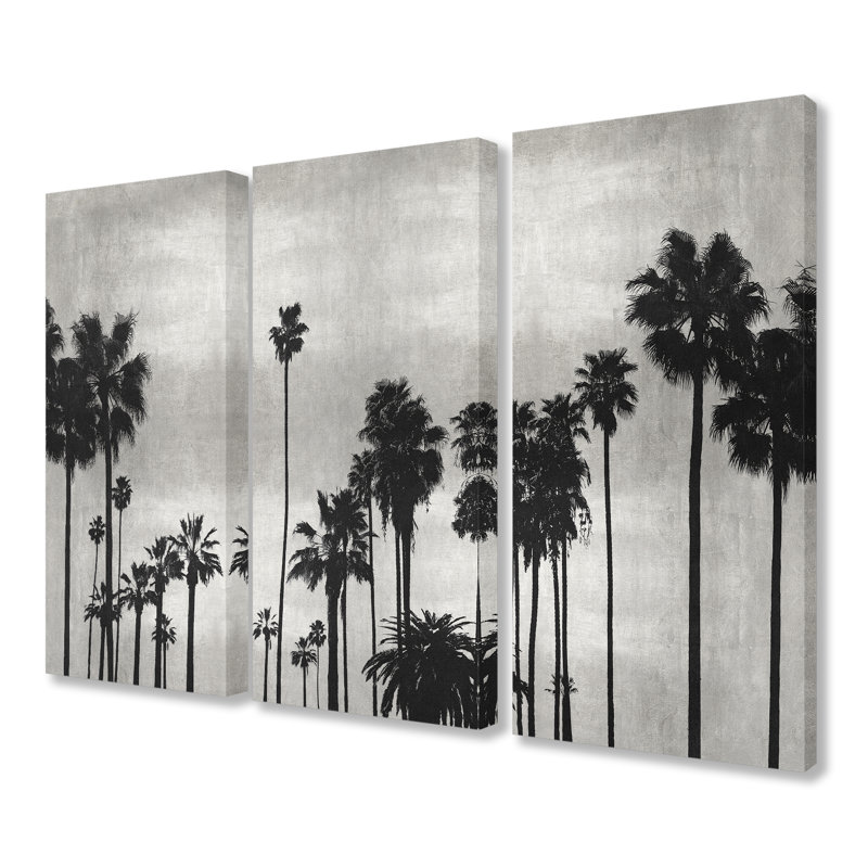 «Photographie Palm Tree Silhouette Scene Triptych», ensemble de 3 reproductions de photos, Toile tendue