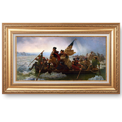 Washington Crossing The Delaware 1851 The World Classic Art Reproductions,Giclee Prints Framed WallArt for Home Decor,Image with liner Size:30x16 inches,Golden Framed Size:36x22 inchs