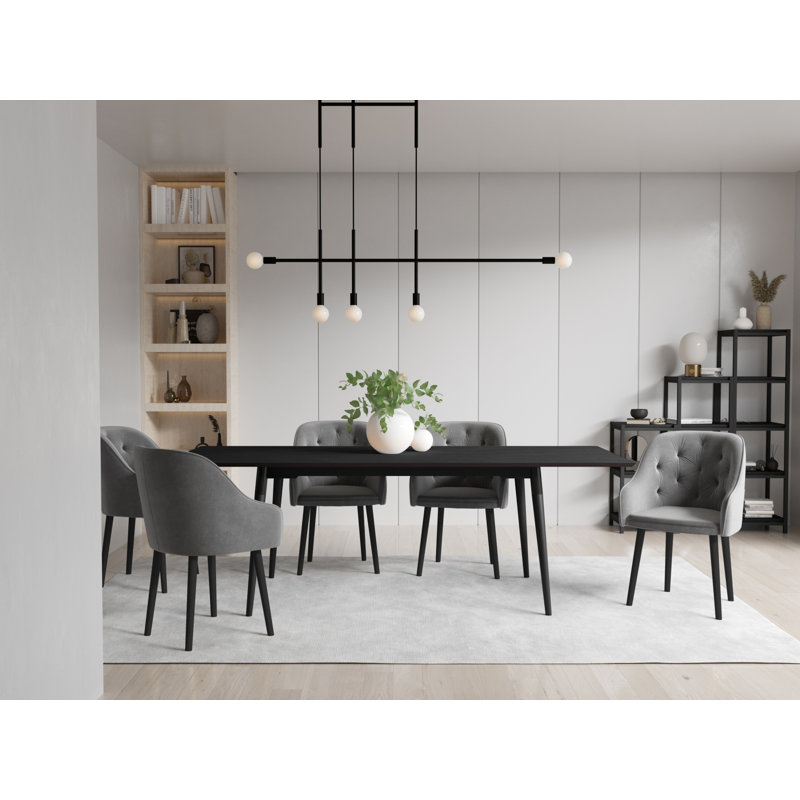 Collazo Extendable Solid Wood Base Dining Table, Black, H74 x L160 x W90cm