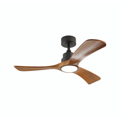 Ventilateur de plafond noir 41,7 po avec lumière, 3 pales en bois massif, moteur à courant continu réversible à 6 vitesses pour chambre à coucher, salle à manger, salon