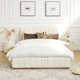 Galligan Queen Size Platform Bed Frame Boucle Upholstered Headboard and Wooden Slats Support,No Box Spring Needed