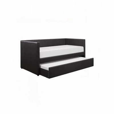 Faux Leather Upholstered Daybed with Trundle