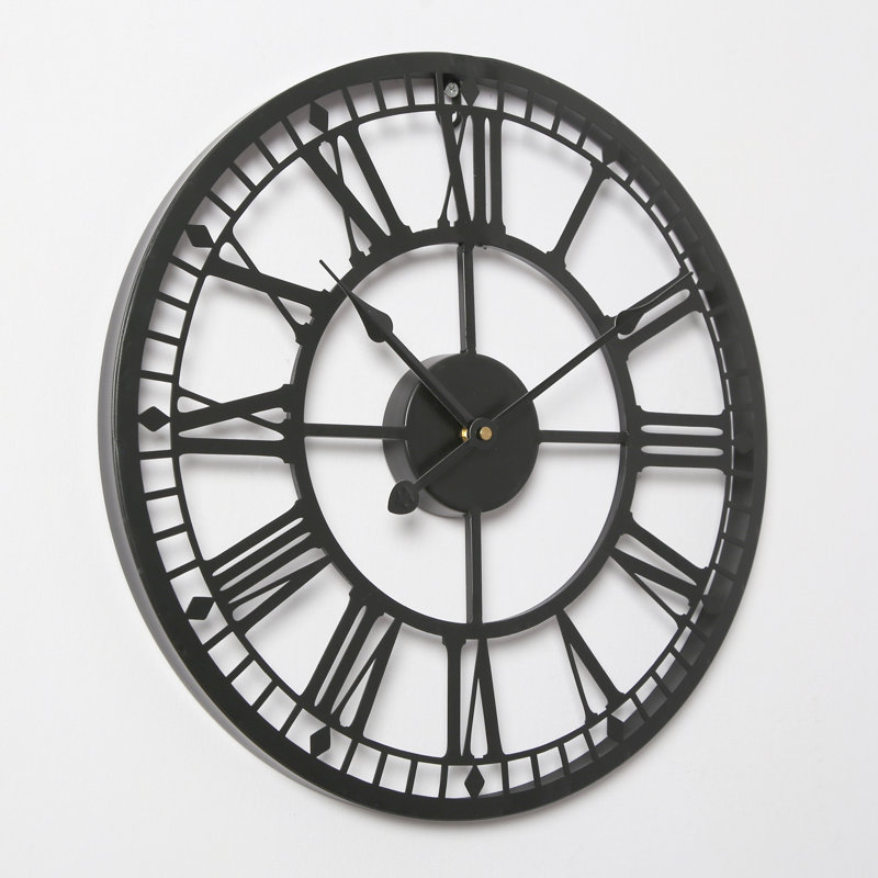 Elienor Iron Wall Clock, Black, 40cm H x 40cm W x 4cm D