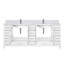 84 po Meuble-lavabo double blanc avec comptoir en marbre, robinet inclus et grand volume de rangement - comptoir de bain à mécanisme de fermeture en douceur et deux armoires intérieures pour quatorze tiroirs-766202335