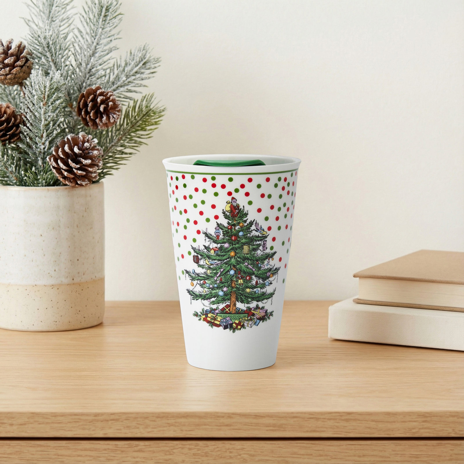 Christmas Tree Polka Dot Travel Mug