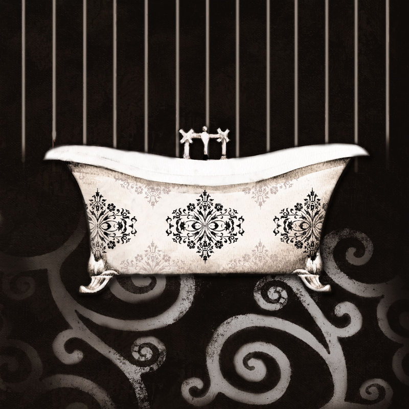 Toupe Swirl Bathtub - Wrapped Canvas Painting, 30cm H x 30cm W x 3.8cm D