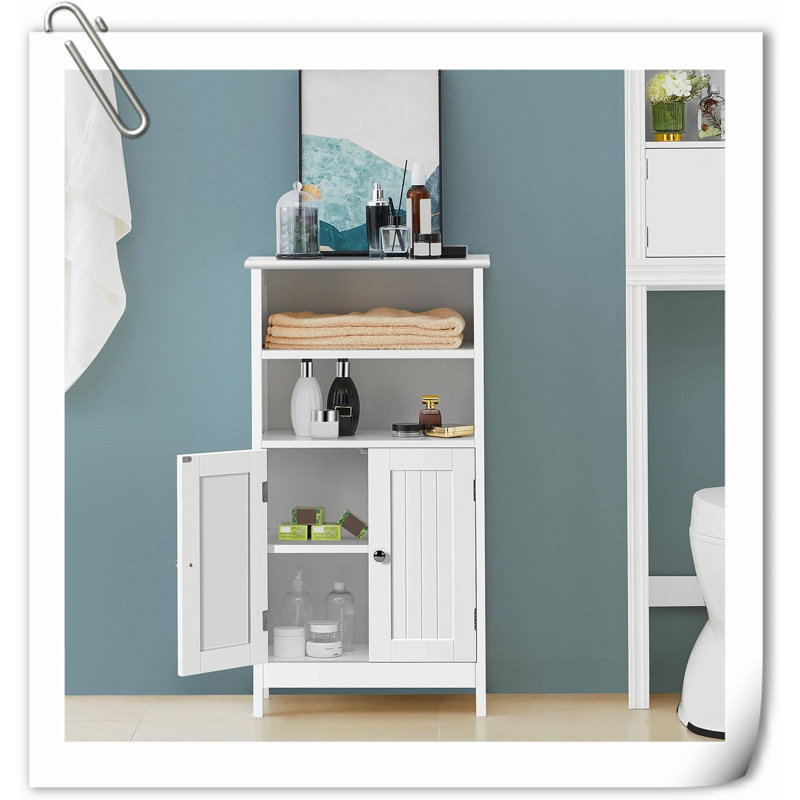 Cabinet Solid Wood Freestanding Bathroom Cabinet, White