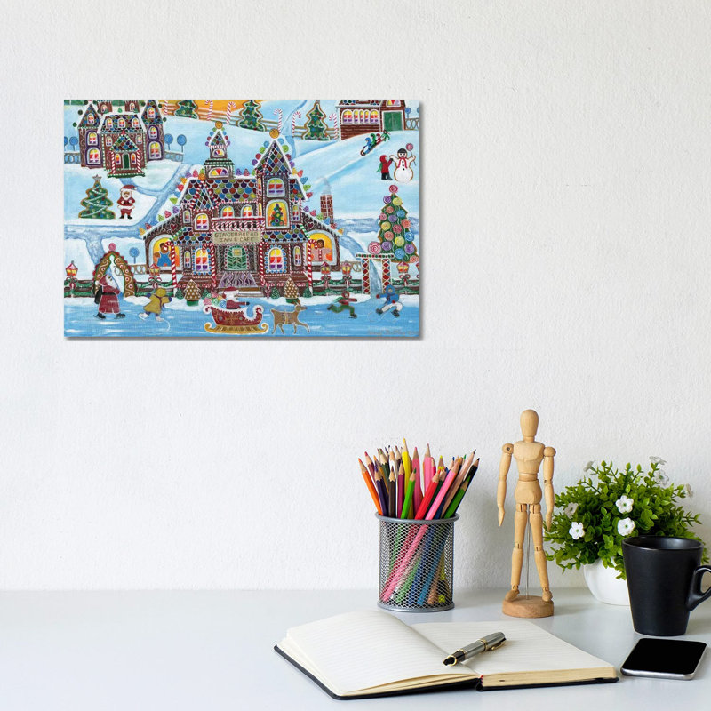 «Christmas Gingerbread Inn and Cafe» par Cheryl Bartley, impression sur toile tendue, H 18 po x l 26 po x P 1,5 po