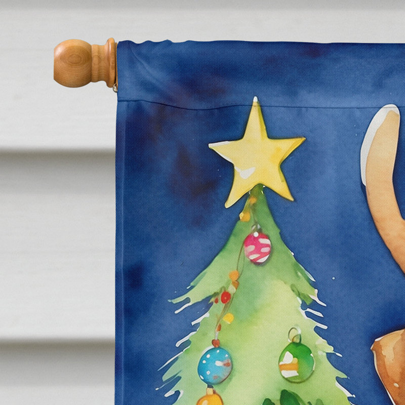 Drapeau de Noël maison de renne, Terrier brun