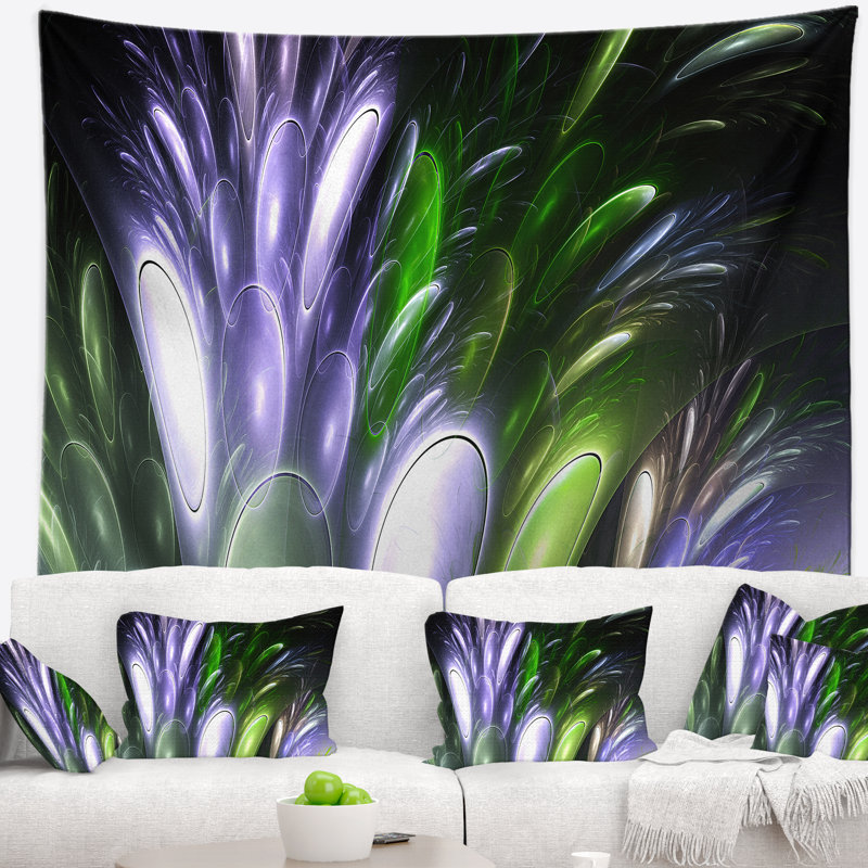 Tapisserie fleur abstraite psychédélique, H 78 po x l 92 po