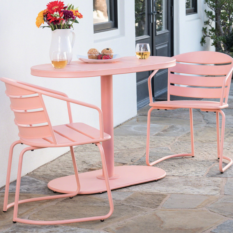 Iron Bistro Furniture - Modern Patio Look Elegant In Coral Color, Coral