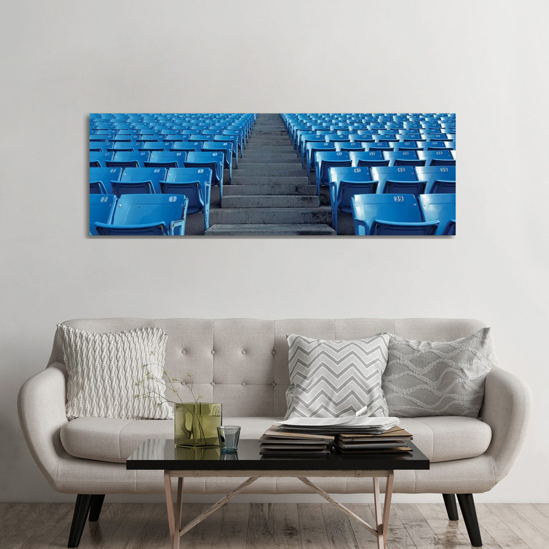 Empty Blue Seats In A Stadium, Soldier Field, Chicago, Illinois, USA - Wrapped Canvas Panoramic Print