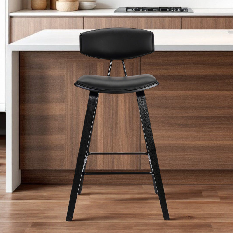 Chaise à dossier bas avec repose-pieds, Tabouret de bar (siège d'une hauteur de 28,5 po), Noir