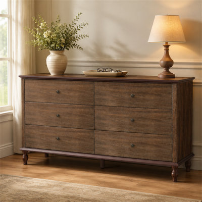 Commode double en bois à 6 tiroirs